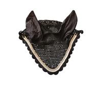 MedTouch Capó de oreja de caballo, velo de ganchillo ecuestre con ribetes, color negro, tamaño completo