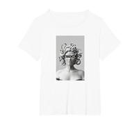 Medusa - Camiseta con diseño de Cabeza de Serpiente Medusa, diseño Moderno Camiseta, Mujer Tallas Grandes, Blanco, 1XL Grande