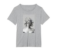 Medusa - Camiseta con diseño de Cabeza de Serpiente Medusa, diseño Moderno Camiseta, Mujer Tallas Grandes, Gris Jaspeado, 6XL Grande
