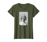Medusa - Camiseta con diseño de Cabeza de Serpiente Medusa, diseño Moderno Camiseta, Mujer, Verde Oliva, XXL