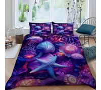 Medusa Estrella de mar Funda Edredon 3 Piezas 3D Estampado Beauty MarineAnimals con Cremallera Y Funda De Almohada King（220x240cm） Microfibra Juego De Cama para