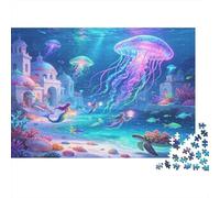 Medusa Fantástica Escena Submarina Puzzle de 1000 Piezas Papel Puzzle para Adultos Sirena Mágica Relajación Enfoque Decoración Hogar Actividad Familiar Regalo 38x26cm/1000pcs