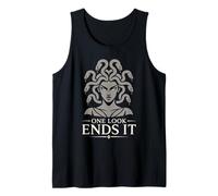 Medusa Horror Mitología Serpiente Cabello Gorgona Oscuro Femenino Camiseta sin Mangas