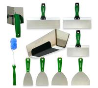 MEDUSA Juego de herramientas de cinta de yeso SS con herramienta de ángulo SS ajustable y reversible, rodillo de barro de esquina extraíble y reemplazable y sartén de barro SS de grado profesional con