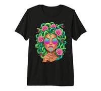 Medusa Lollipop Greek Mythology Goddess Roses Camiseta Premium