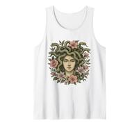 Medusa Mitología Griega Pelo De Serpiente Flores Bonitas Arte Floral Camiseta sin Mangas