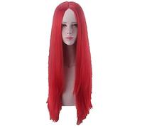 Medusa Red Wig 80cm Straight Long Central Parting Styled Cosplay Wigs For Costume Halloween Party + Wig cap