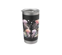 Medusa retro arco iris mar océano amante hombres mujeres niños Vaso térmico de acero inoxidable de doble pared