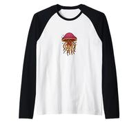 Medusa Retro Océano Profundo Mar Criatura Estética Naturaleza Camiseta Manga Raglan