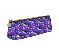 Medusas Ballena Burbujas Estuche para lápices Bolsa de cosméticos Estuche para bolígrafos Bolsa de almacenamiento triangular de cuero Organizador de papelería con cremallera para adultos Oficina