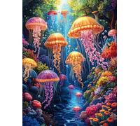 Medusas de Aguas Profundas Puzzle 1000 Piezas Cartón Resistente para Niños Mayores 14 Años Animales fantásticos de Animales Salvajes Estimulación Cerebral Entretenimiento Sin Pantalla