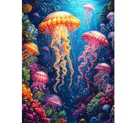 Medusas en el océano mágico Puzzles 1000 Piezas Maquetas 3D Construir Cuento de Hadas acompañante mágico Rompecabezas Educativo para Familia Desafío Intelectual Decoración Hogar Moderno 1000 PCS