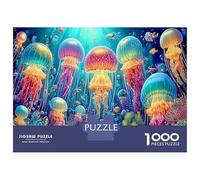 Medusas en océano Colorido 1000 Piezas Set De Puzzle Arte Marino Puzzle Premium, Cartón Resistente - DIY Super Divertido para La Familia, Decoración Bonita, Regalo De Cumple Ideal 38x26cm/1000pcs