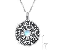MEDWISE Collar de urna vikinga para cenizas, plata de ley 925, collar de sol, recuerdo de cenizas, urna conmemorativa, joyería de cremación para mascotas, joyería para mujeres y hombres, 18mm, Plata