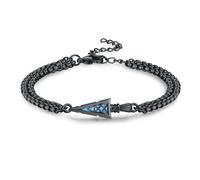 MEDWISE Pulsera de plata de ley S925 con punta de flecha negra, pulsera celta, ajustable, para hombre, mujer, hombre, adolescente, unisex, cumpleaños, 7 + 2 pulgadas, cadena de acero inoxidable