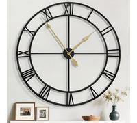 Mee 2ou Reloj de Pared Grande 100cm, Estilo Vintage Moderno, Metal y Madera, Movimiento de Paso con Tic-TAC Suave, Diseño Decorativo para Salón, Cocina, Oficina o Comedor
