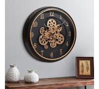 Mee 2ou Reloj de Pared Grande Salon con Engranaje Móvil, Reloj de Pared Retro de 40cm para Decoración de Sala de Estar, Reloj de Pared Decorativo Industrial Steampunk en Bronce Vintage Oro