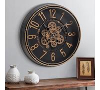 Mee 2ou Reloj de Pared Grande Salon con Engranaje Móvil, Reloj de Pared Retro de 50cm para Decoración de Sala de Estar, Reloj de Pared Decorativo Industrial Steampunk en Bronce Vintage Oro