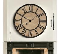 Mee 2ou Reloj de Pared Grande Salon Vintage y Moderno 60 cm / 24 Pulgadas, Silencioso sin Tictac, Funciona con Pilas, Reloj de Pared de Madera Decorativo para Dormitorio, Cocina, Granja y Oficina