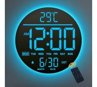 Mee 2ou Reloj Digital Pared de 10" con Luz Nocturna, Alarma, Control Remoto, 11 Colores RGB, Brillo Auto, Temperatura, Fecha y Día, Reloj de Pared LED Eléctrico Moderno para Dormitorio y Sala de Estar