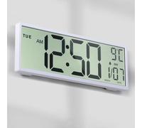 Mee 2ou Reloj Digital Pared Grande A Pilas, 15" Reloj Digital Sobremesa Y Fecha, Día De La Semana, Temperatura, Ajuste Automático De Horario De Verano, Formato 12/24 Horas, Alarma Y Función De Snooze