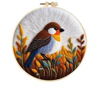 Meecaa Kit de fieltro de aguja para principiantes, animales, pájaros, incluyendo suministros de fieltro de lana, aros de bordado, hermosa pintura de lana y herramientas de fieltro de aguja (animal)