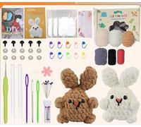 Meecaa Kit de ganchillo de animales de conejo para principiantes, adultos y profesionales, kit de ganchillo, accesorios, regalo creativo ideal para los amantes de las manualidades, incluye tutorial en