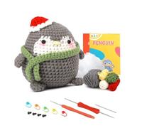 Meecaa Kit de ganchillo de pingüino para principiantes, adultos y profesionales, kit de ganchillo, accesorios, regalo creativo ideal para los amantes de las manualidades, incluye tutorial en video
