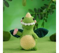Meecaa Kit de ganchillo de pterosaurio verde para principiantes, adultos y profesionales, kit de ganchillo de bricolaje, regalo creativo ideal para los amantes de las manualidades, incluye tutorial en