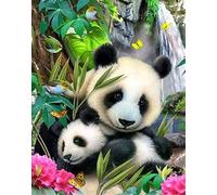 Meecaa Kit de punto de cruz de 11 unidades estampadas, panda, flor, pájaro, mariposa, animal, kit de bordado con accesorios preimpresos (36 cm x 46 cm) (Panda)