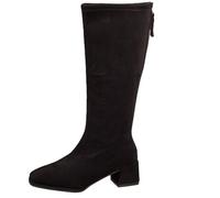 MEECHI Botas Altas con Cremallera Boots De Caña Larga De Ante For Mujer con Tacón Grueso 2025 Nuevas Botas De Montar con Puntera Cuadrada For Invierno Tacones Altos Elegantes For Mujer(Black,40 EU)