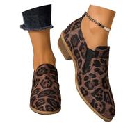MEECHI Botas Cortas Casuales for Mujer Botines Retro con Estampado De Leopardo Botines Chelsea con Tacón De Bloque Botas De Ante Zapatos De Tobillo Sin Cordones for Primavera, Otoño(40 EU)