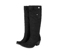 MEECHI Botas De Montar De Ante For Mujer Botas Vaqueras Western Retro con Tacón Ancho Casuales Zapatos Sin Cordones De Punta Afilada For Campo/rodeos(Black,36 EU)