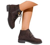MEECHI Botas Retro con Flecos Botines De Ante For Mujer Botas De Otoño/Invierno con Cordones Y Cremallera Lateral Botines Cómodos De Tacón Bajo Zapatos De Tobillo De Primavera(Brown,37 EU)
