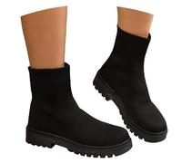 MEECHI Botas Sin Cordones Botines De Malla De Punto Elástico For Mujer Botas Cortas Ligeros con Plataforma Botines Casuales For Cuatro Estaciones Zapatos De Tobillo En Tallas Grandes(42 EU)