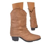 MEECHI Botas Vaqueras Western Botines De Tacón De Mezclilla Vintage For Mujer Ankle Boots Casuales For Primavera Y Otoño Zapatos De Tobillo Sin Cordones For Trabajo, Campo Y Los Rodeos(Brown,40 EU)