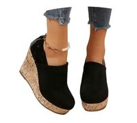 MEECHI Botines De Ocio Botines De Plataforma con Cuña for Mujer Botas Cortas De Primavera 2026 con Cremallera,Zapatos De Tobillo De Estilo Británico Tacones Altos De Ante Vintage(Black,40 EU)