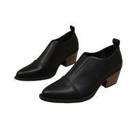 MEECHI Botines De Primavera 2026 Botas Cortas Chelsea De Mujer con Tacón Cuadrado Botines Vintage De Estilo Británico Zapatos De Salón Sin Cordones,Zapatos De Tobillo for Exteriores(Black,43 EU)