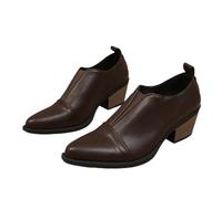 MEECHI Botines De Primavera 2026 Botas Cortas Chelsea De Mujer con Tacón Cuadrado Botines Vintage De Estilo Británico Zapatos De Salón Sin Cordones,Zapatos De Tobillo for Exteriores(Brown,41 EU)