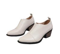 MEECHI Botines De Primavera 2026 Botas Cortas Chelsea De Mujer con Tacón Cuadrado Botines Vintage De Estilo Británico Zapatos De Salón Sin Cordones,Zapatos De Tobillo for Exteriores(White,36 EU)