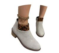 MEECHI Botines Informales De Primavera Botas Cortas Retro For Mujer con Estampado De Leopardo Botas De Cuero De PU con Cremallera Zapatos De Tobillo De Punta Redonda(Gray,37 EU)