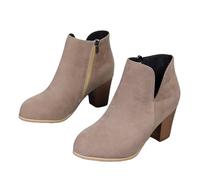 MEECHI Botines Informales For Primavera Botas Cortas Chelsea De Mujer con Tacón Botines Vintage De Ante con Cremallera Zapatos De Tobillo De Estilo Británico For Mujer(Beige,36 EU)
