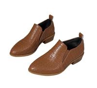 MEECHI Botines Sin Cordones Elegantes Botas Chelsea De Tacón Bajo For Mujer Zapatos De Tobillo De Cuero PU con Punta Afilada For 2026 Primavera Botines De Estilo Británico Retro(Brown,43 EU)