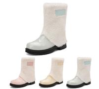 MEECHI Elegantes Botas con Bordado Floral Botines Cálidos for Mujer con Cuello De Felpa Botas Cortas Antideslizantes con Plataforma Botines Sin Cordones for Novias Zapatos De Tobillo(Green,36 EU)