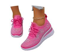 MEECHI Running Shoes con Cordones Y Strass Zapatos Ortopédicos for Caminar for Mujer Zapatillas De Ocio De Verano Sneaker De Malla Transpirable Zapatillas De Jogging Ligeras Y Cómodas(Pink,40 EU)