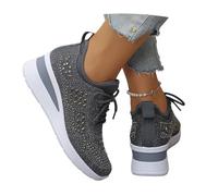 MEECHI Running Shoes con Cordones Y Strass Zapatos Ortopédicos for Caminar for Mujer Zapatillas De Ocio De Verano Sneaker De Malla Transpirable Zapatillas De Jogging Ligeras Y Cómodas(Gray,36 EU)