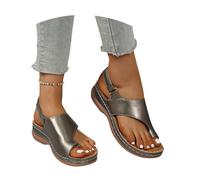 MEECHI Sandalias De Dedo Retro Sandals Ortopédicas for Mujer con Soporte for El Arco Sandalias De Cuña con Plataforma Ligera 2026 Chanclas De Ocio De Verano Zapatos De Playa(Silver,41 EU)
