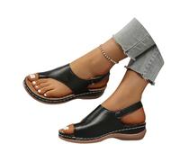 MEECHI Sandalias De Dedo Retro Sandals Ortopédicas for Mujer con Soporte for El Arco Sandalias De Cuña con Plataforma Ligera 2026 Chanclas De Ocio De Verano Zapatos De Playa(Black,38 EU)