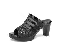 MEECHI Sandalias De Tacón for Mujer Zapatillas Brillantes con Pedrería Pantuflas De Malla Transpirable Zapatillas De Verano con Punta Abierta Tacones Altos Elegantes for Fiesta(40 EU)