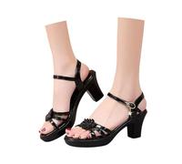 MEECHI Sandalias De Verano con Flores De Pedrería Elegantes Sandals De Tacón For Mujer Sandalias Peep-Toe con Hebilla Tacones Altos De Cuero De PU For Fiestas Zapatos De Noche(41 EU)